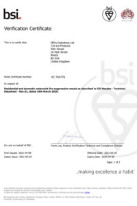 BSI accreditation - fire suppression system - iCO Products