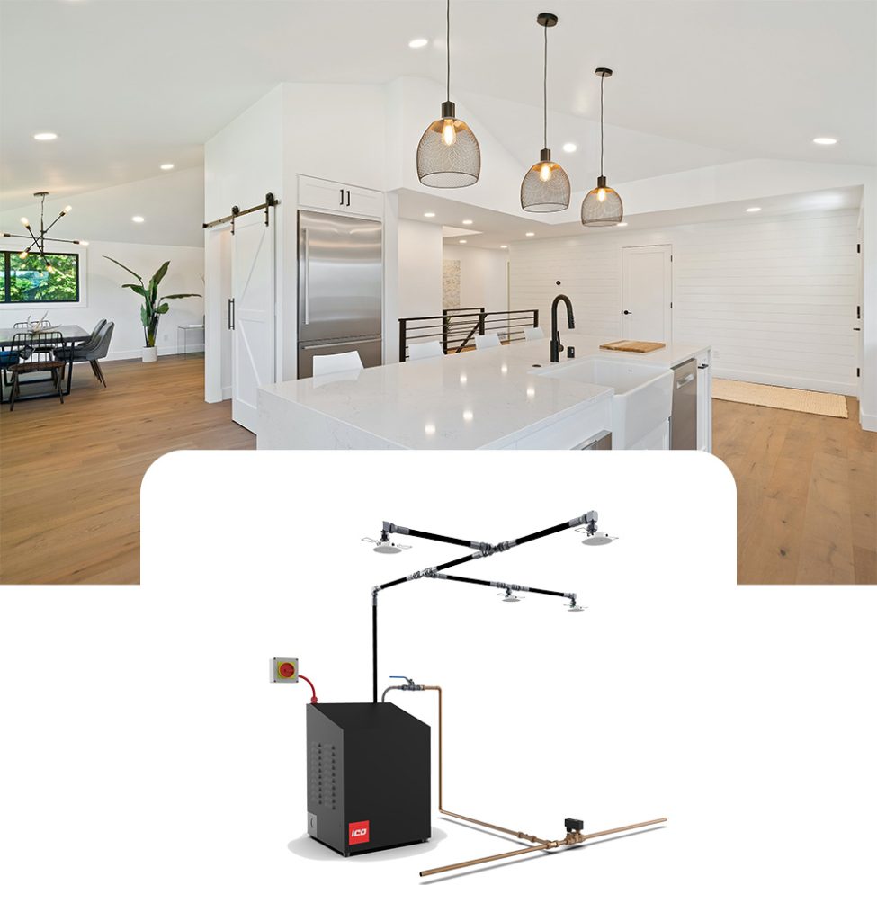 domestic water mist system for fire suppression
