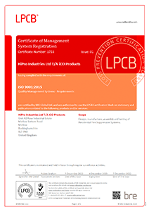LPCB ISO 9001-2015 - iCO Products (Fire Suppression)